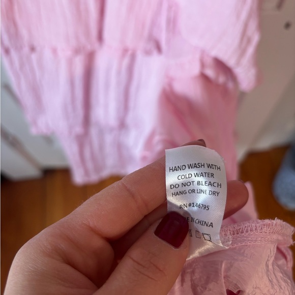 Chic Strapless Pink Tiered Midi Dress - Picture 5 of 5